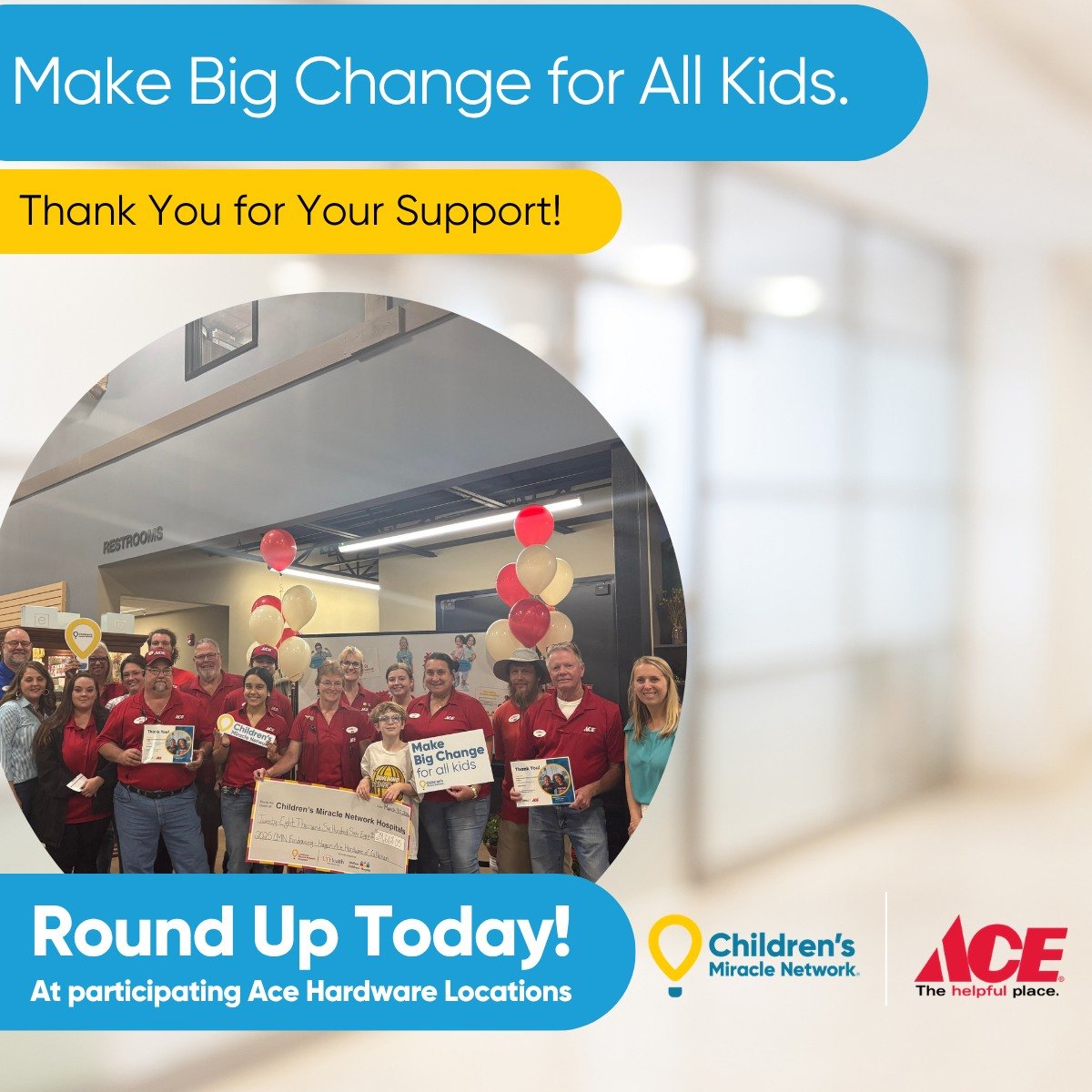 Just one day left to Round Up for kids at participating @acehardware locations. Stock up for projects and Round Up your purchase to help provide the critical funds needed for kids treated at @ufhealthjax pediatrics and @wolfsonchildren, member hospit
