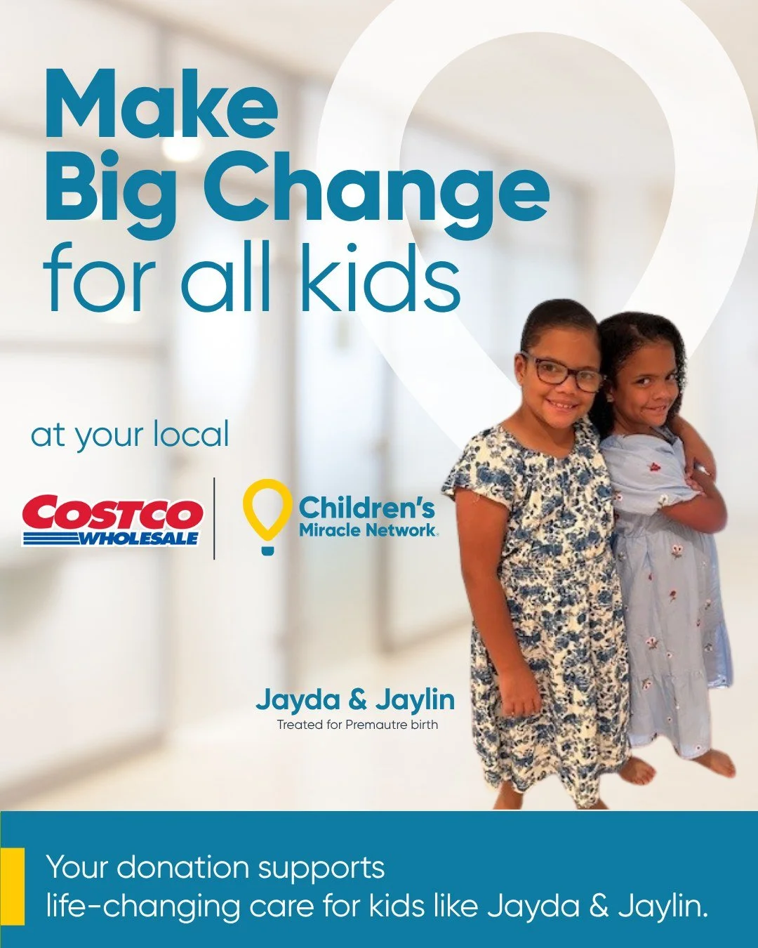All month-long, @costco employees and members are raising funds to help local kids, like Jayda and Jaylin! 

Born at 26 weeks and 5 days gestation, both Jayda and Jaylin spent 72 days in the Neonatal Intensive Care Unit and portion of that time on ve