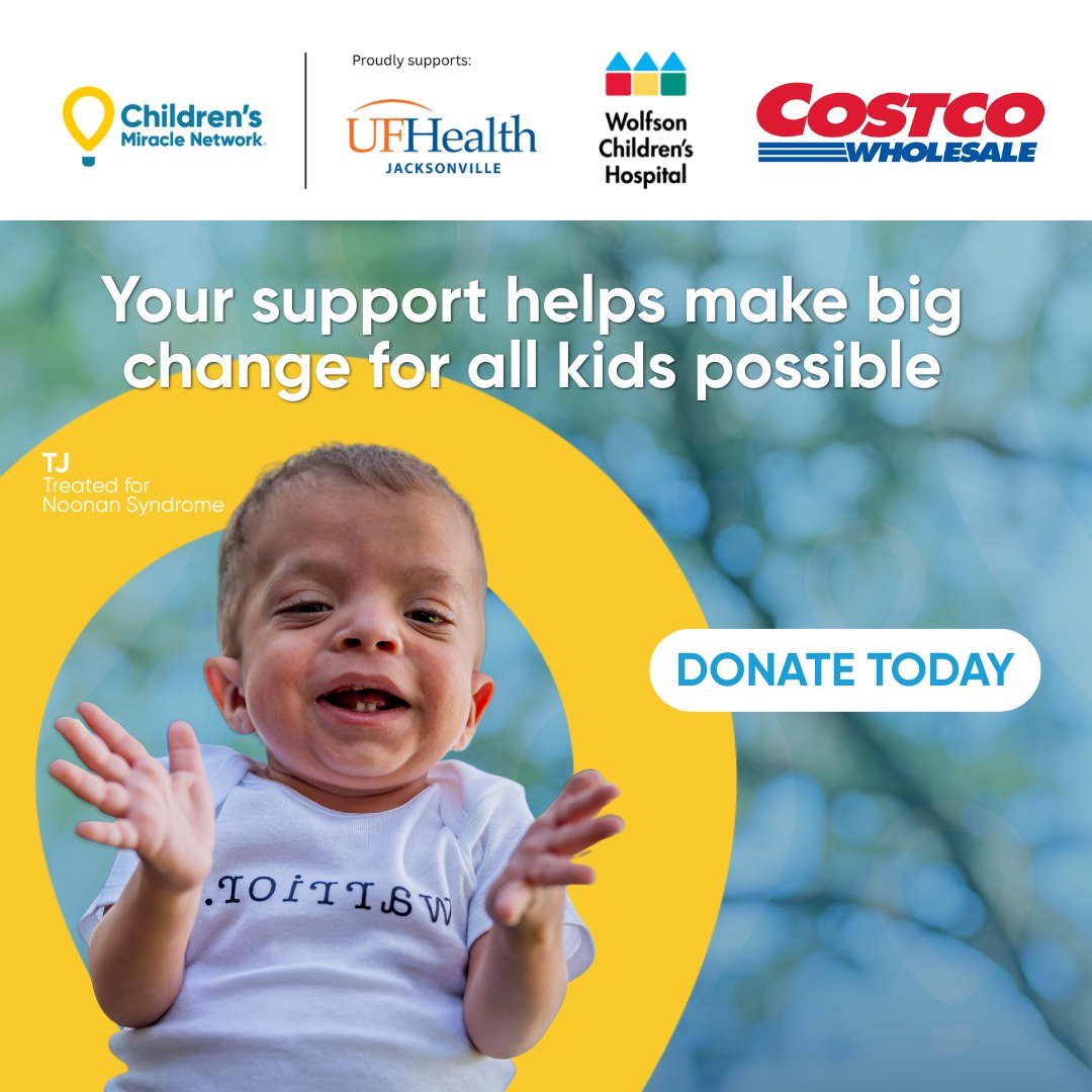 Making a @costco run this weekend? Support kids like TJ and the patients at @ufhealthjax pediatrics and @wolfsonchildren by making a donation through May 31. Your donations help Make  Big Change for All Kids in Northeast Florida and Southeast Georgia