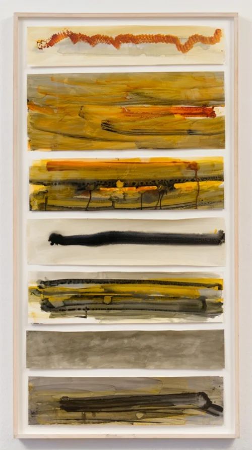 Commemoration Three. Acrylic on paper. 33" x 62 1/2".