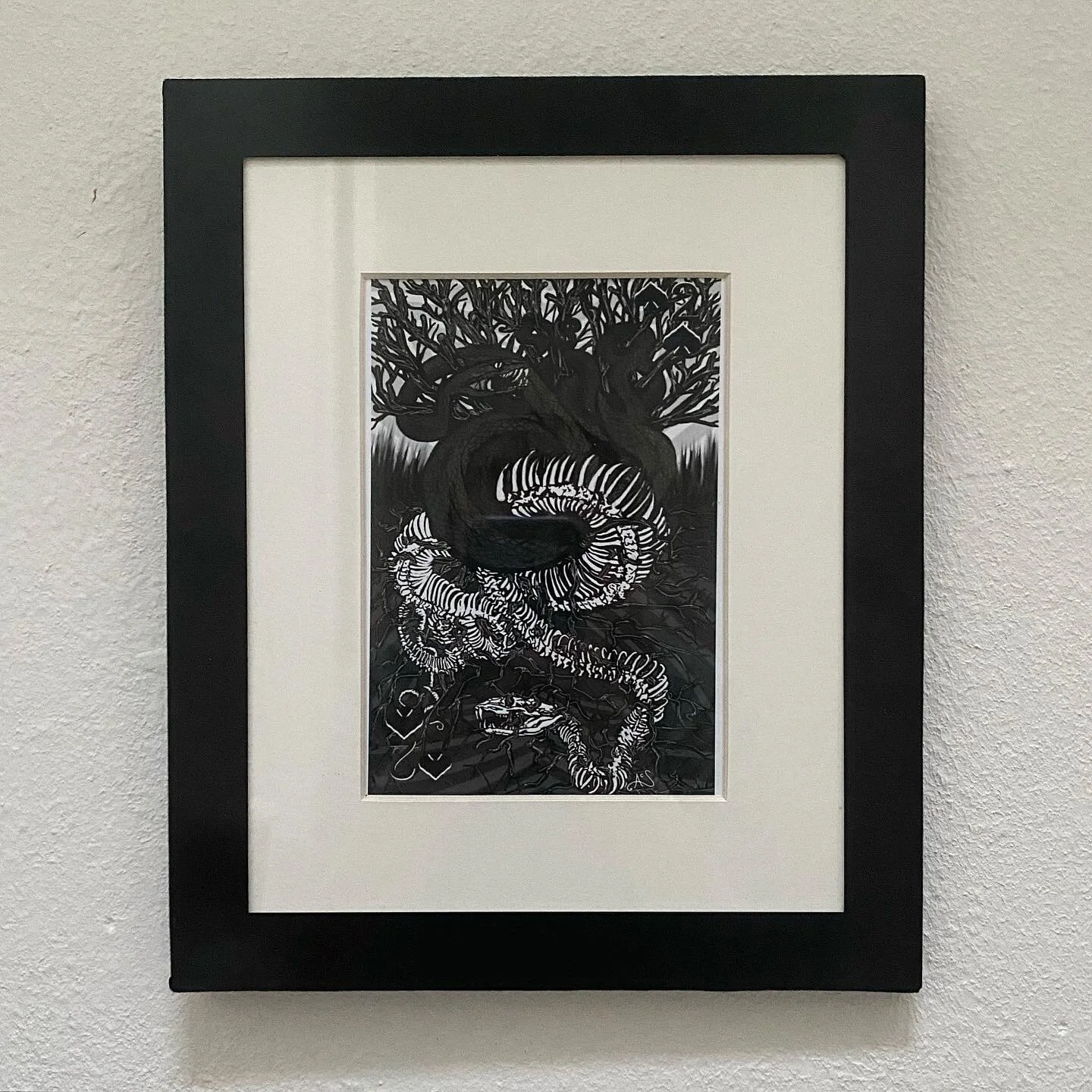 <img src="The Two of Spades: The Snake, 5 X 7 art print framed" alt="Snake two of spades card framed">