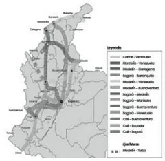 Gráfico 3. Corredores logísticos funcionales en Colombia. Fuente: ALG (Advanced Logistics Group).&nbsp;