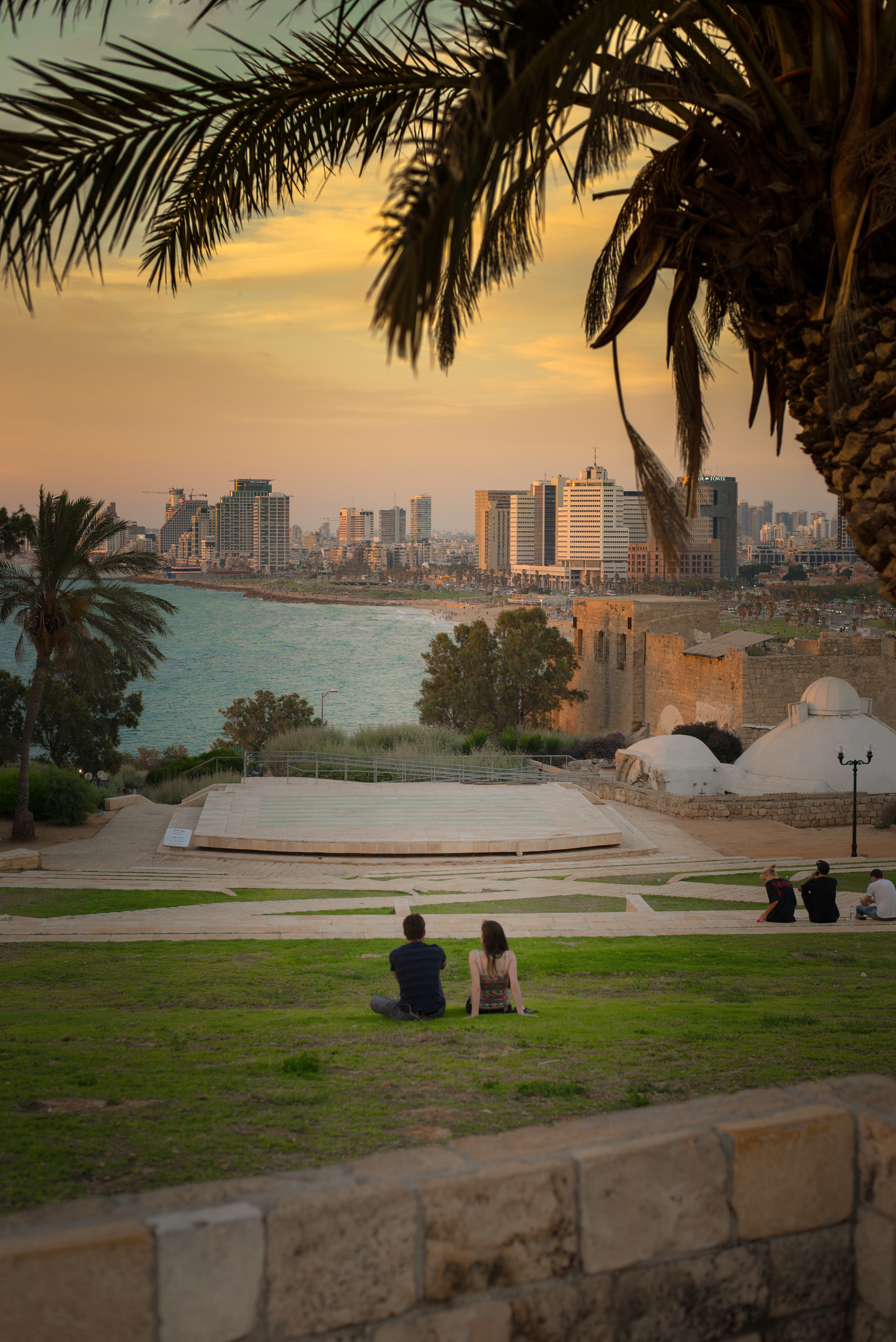 Last light. Tel-aviv. view from old town Jaffa.