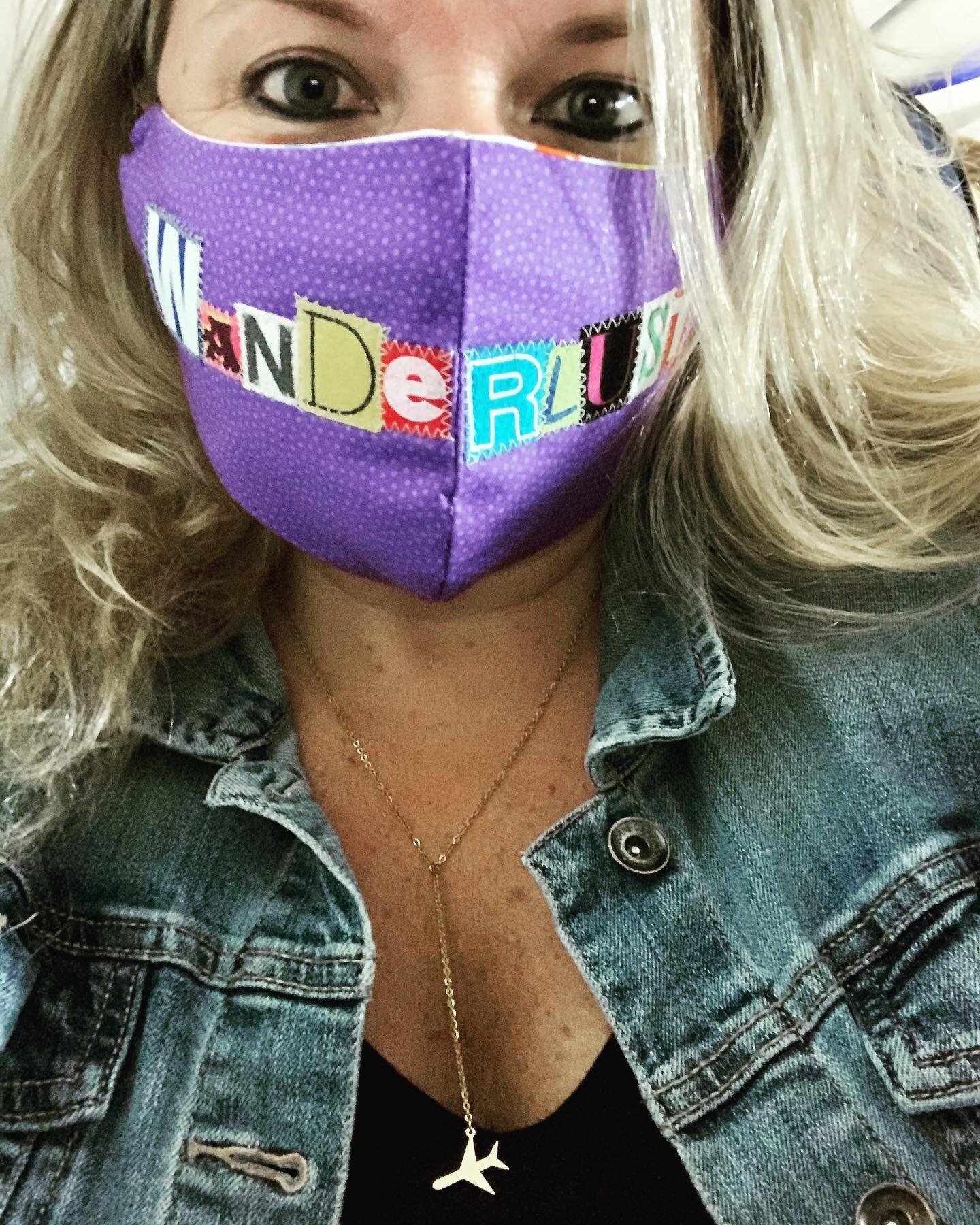 When you&rsquo;re so excited to finally travel again that you put on every travel-themed item you own &mdash; wanderlust mask ✅ airplane necklace ✅ boarding sign messenger bag ✅ &mdash; and then take pictures out the window like it&rsquo;s your first