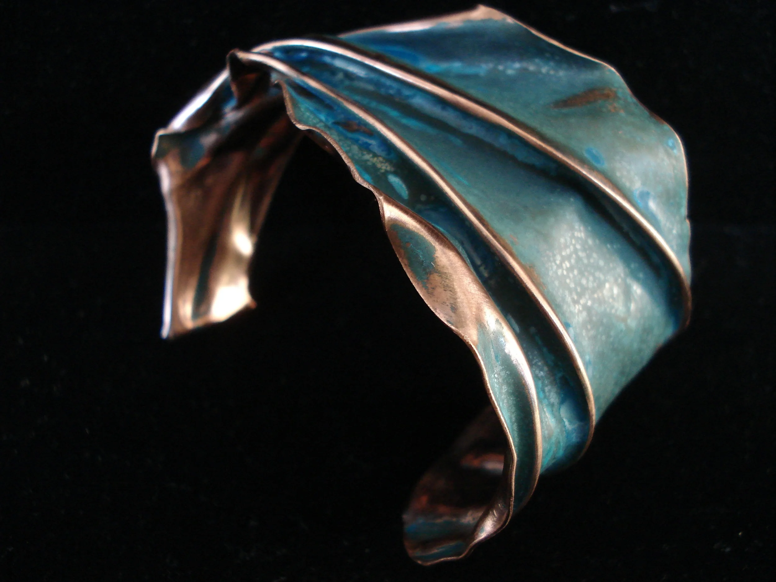 Copper Cuff with Speckled Turquoise Patina