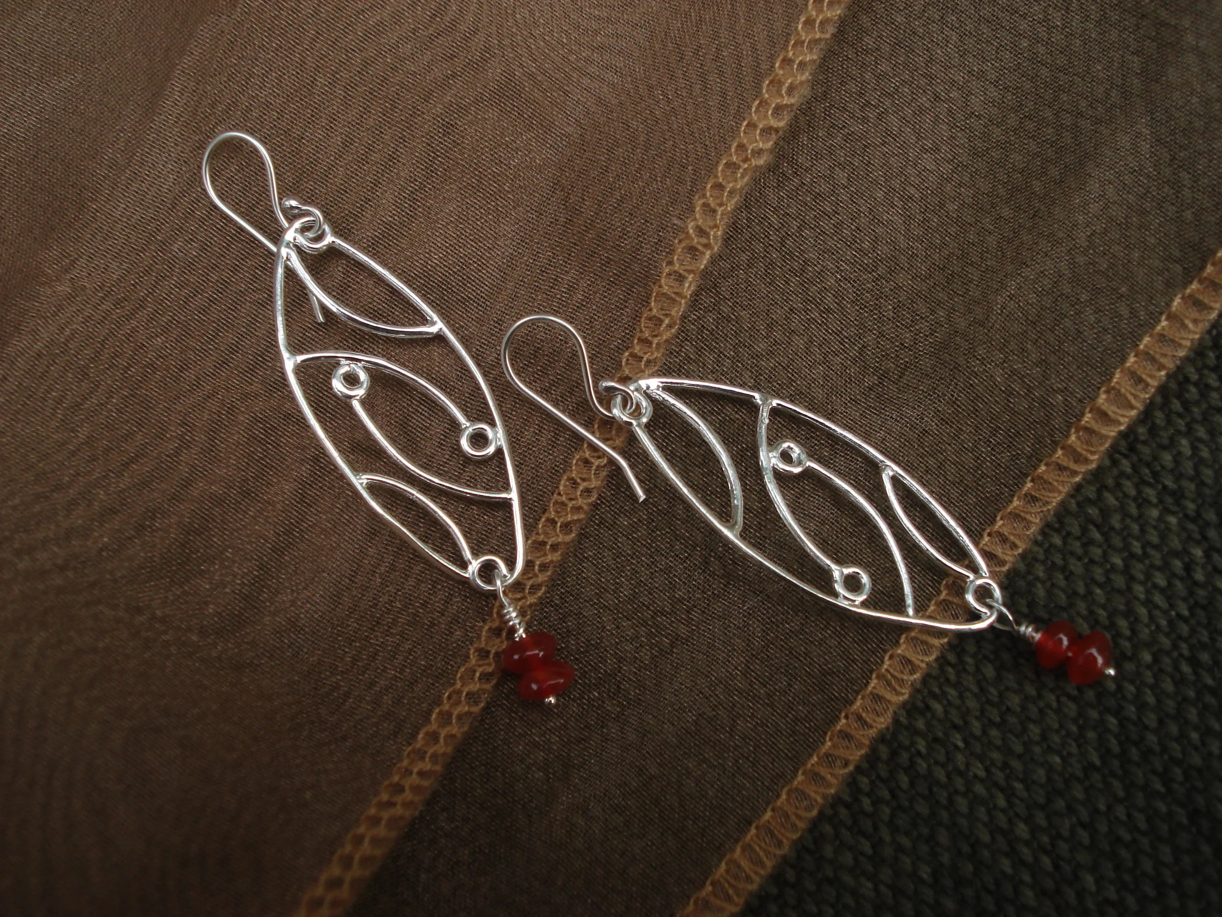 Dragonfly wing. Designer sterling filigree earrings. 