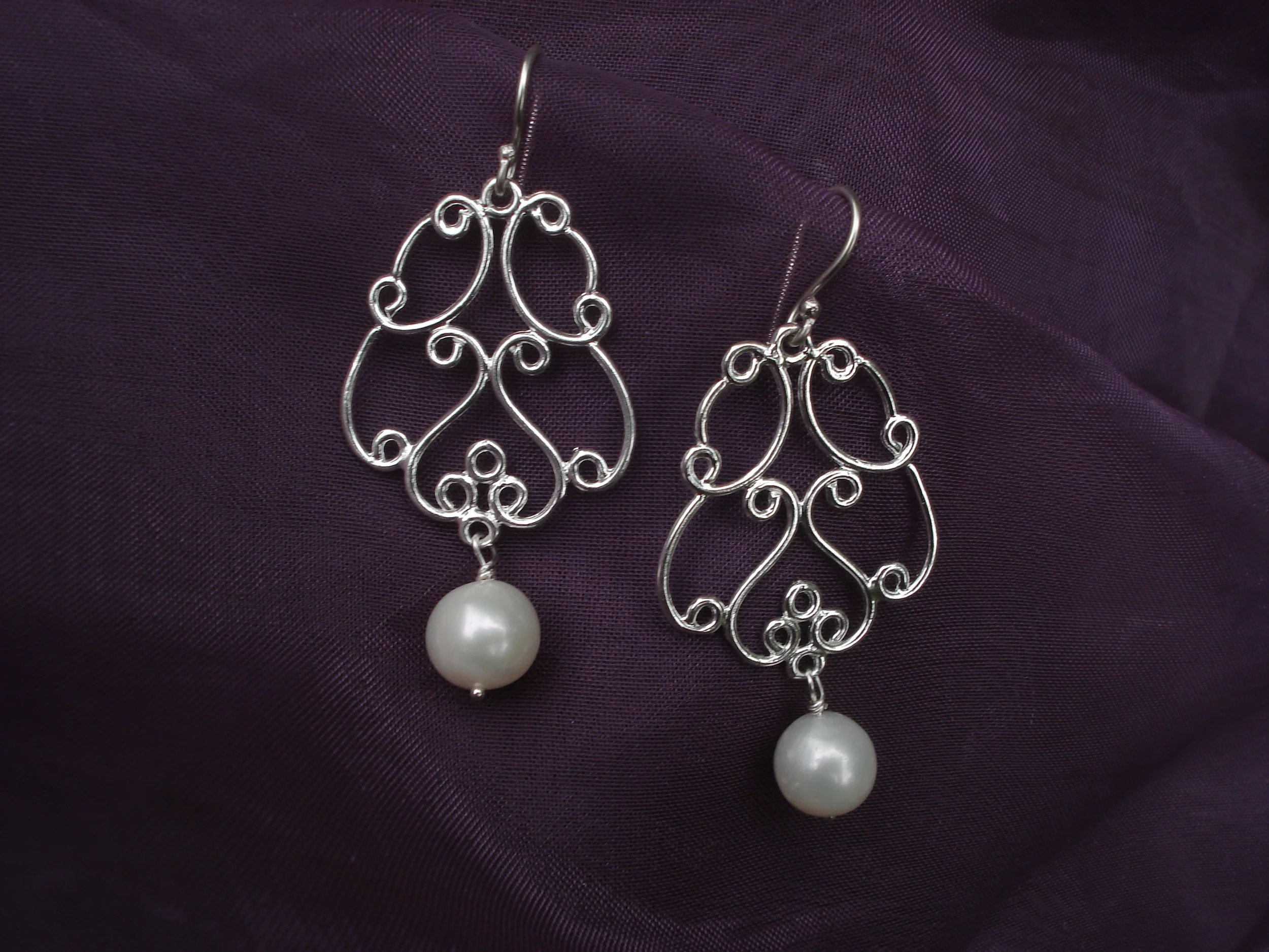 Regal. Designer sterling filigree earrings. 