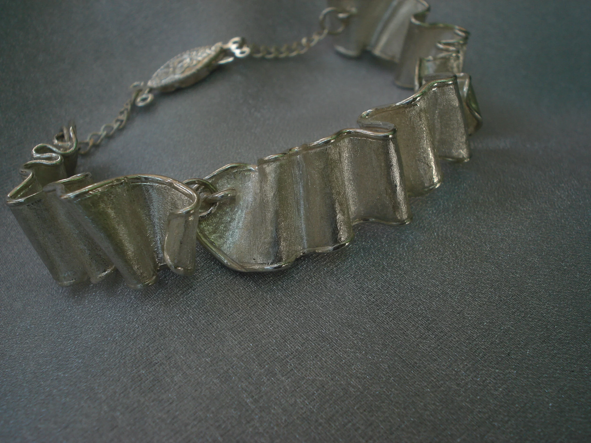 Designer Sterling Ribbon bracelet with shimmer texture!