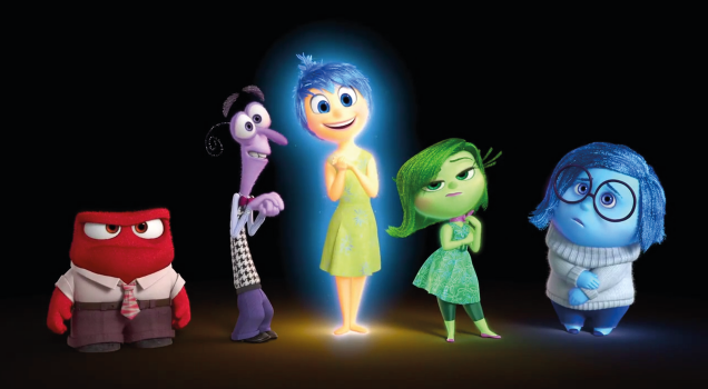 Anger, fear, joy, disgust, and sadness from Inside out