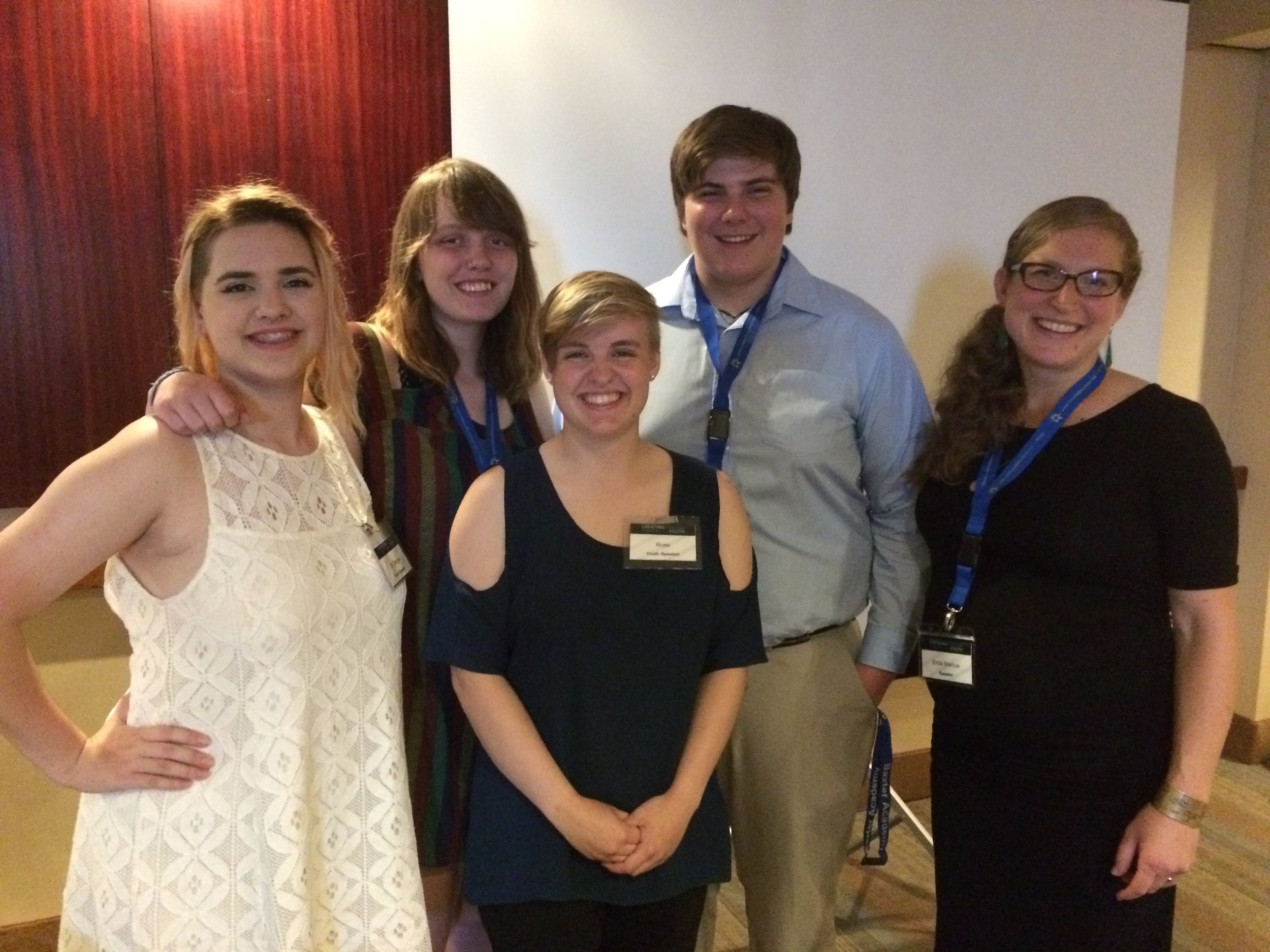 From left to right: Oli, Gracelyn, Ross, Walter, and I (and Baby Chalupa) presenting at the 2017 Creating Positive Climate for Youth Conference