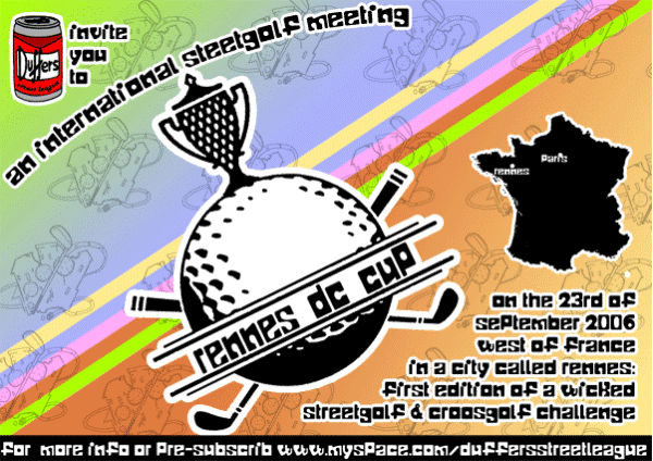 Flyer of the 1st Streetgolf Contest in France by The Duffers Street League