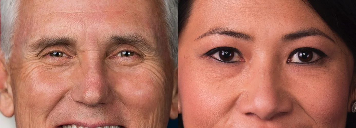 Similar catchlights for both, though the Congresswoman has one additional source. 