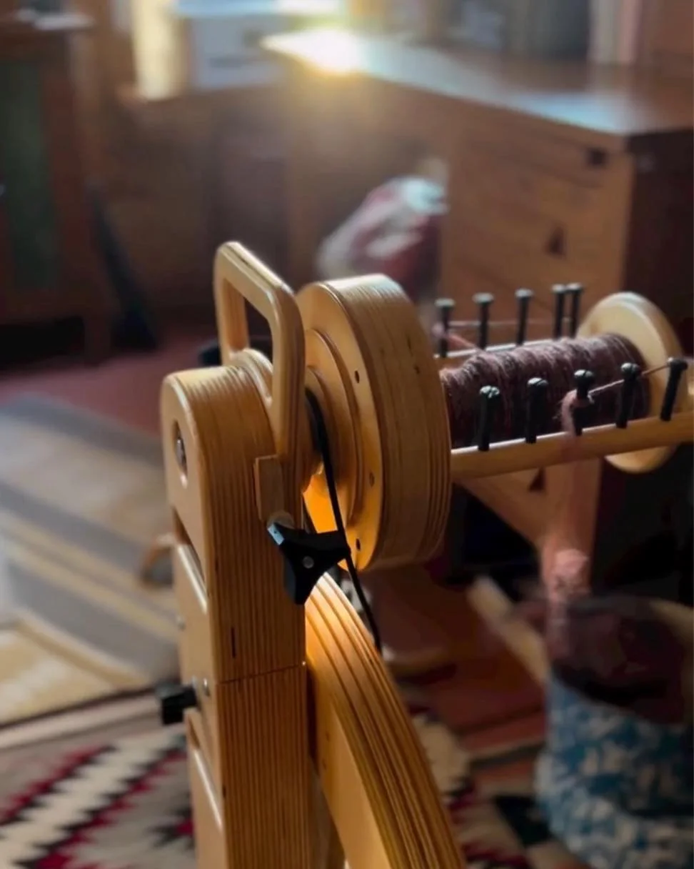 Lovely studio. We love seeing your process videos. @rachelmpost  #spinning #fiberartist #handspunyarn #yarn