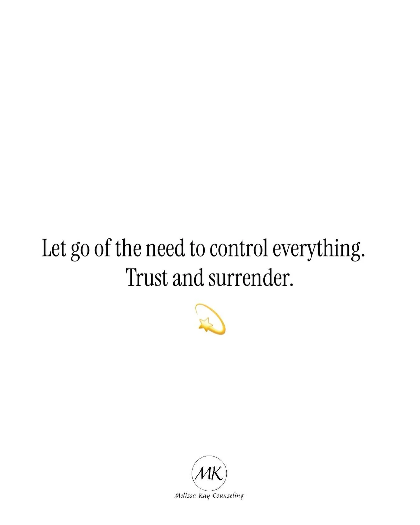 When you are trying to control everything you may be in resistance. When you relax and surrender you are letting the Universe know you trust that everything is working out for you. And when you believe it, you will see it!🌟

✨I am a Clinical Psychol