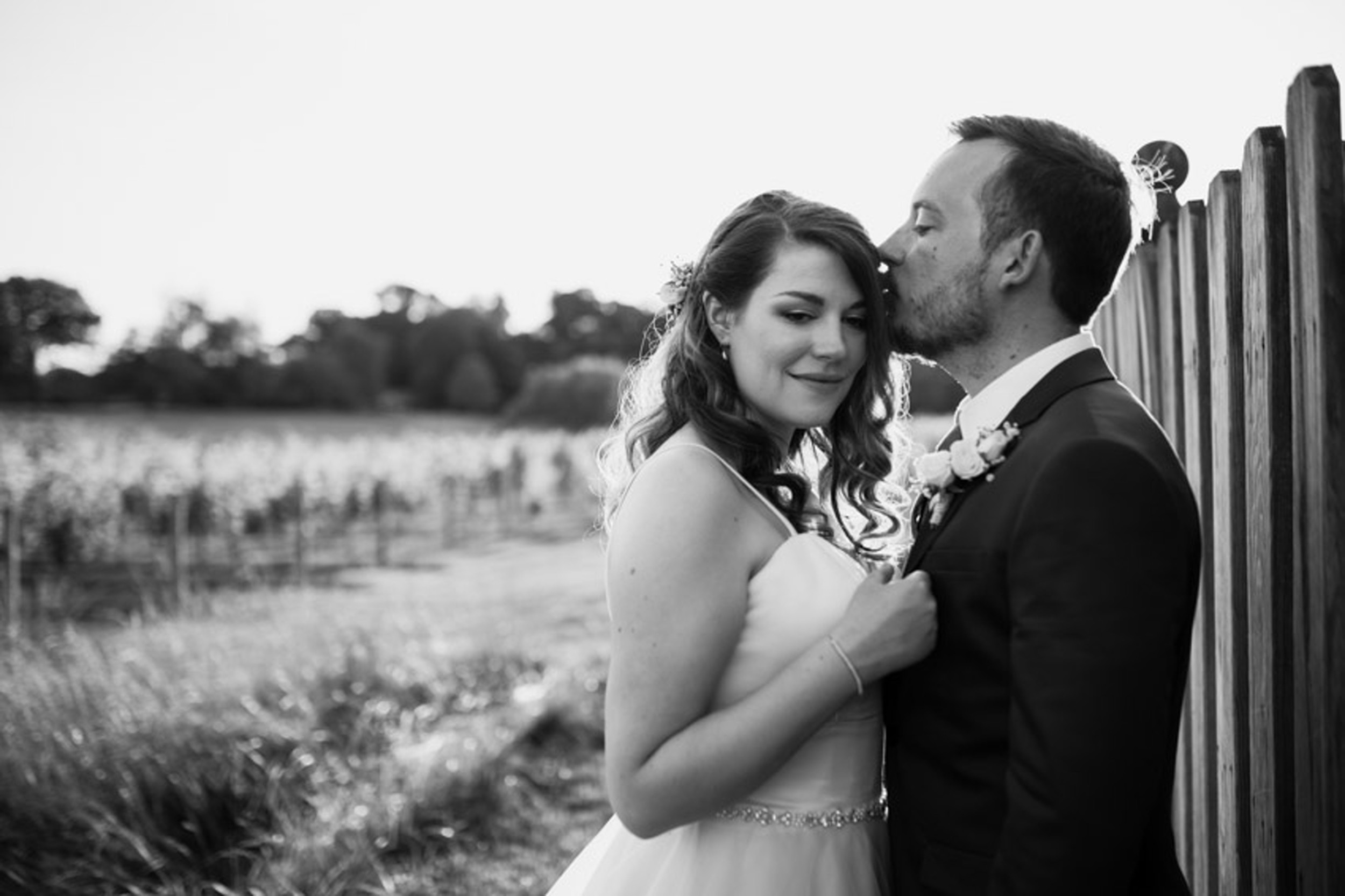Romantic Winery Wedding Kiss