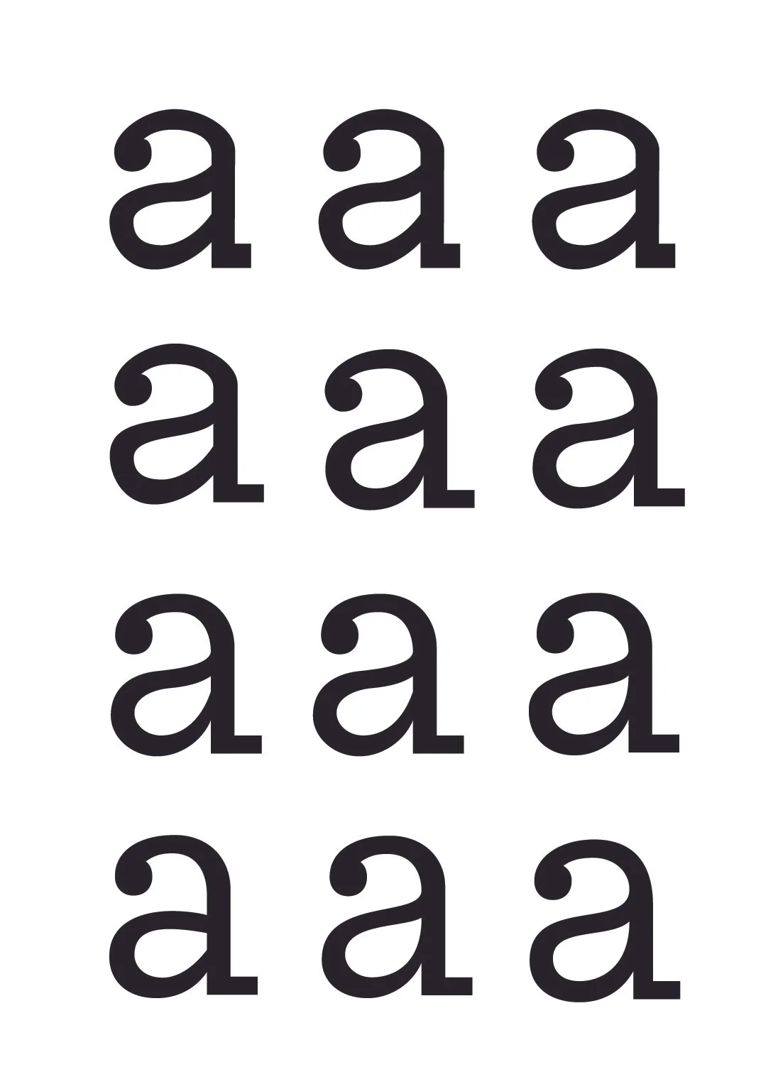  Progression of my most reviled lowercase a. 