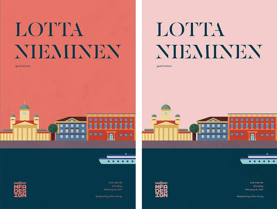  Animation and poster series highlighting illustrator and designer Lotta Nieminen's guest lecture at SVA MFAD. 