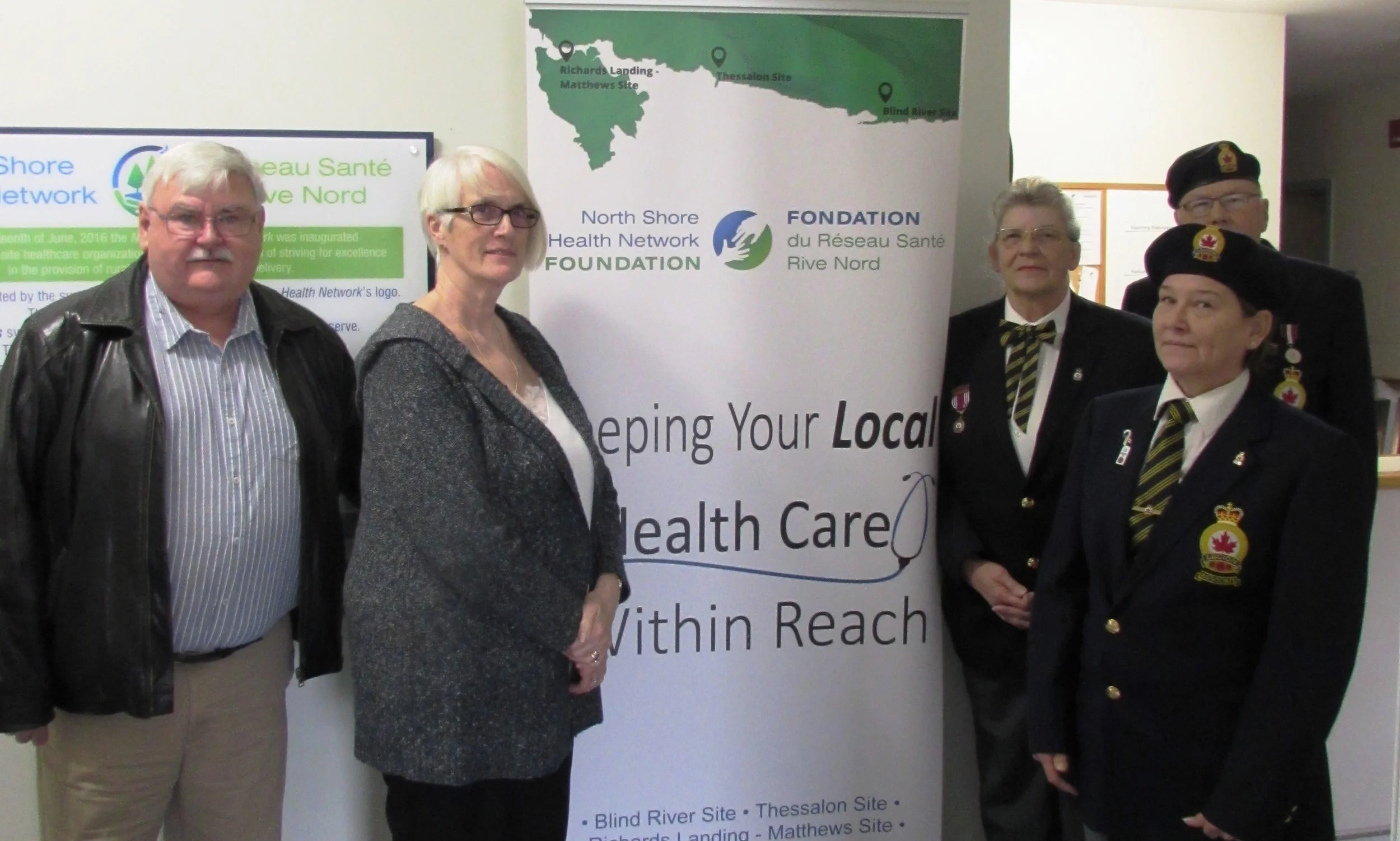 (Left to right) John Fogal (NSHNF Director); Sue Barlow (NSHNF Vice Chair); Sandra Stevens (President – Ladies Auxiliary); Hugh Hamilton (Charitable Foundation Chairperson); Anne Allaire (Branch President).