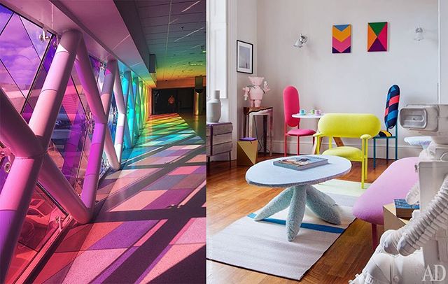 Encountering Christopher Janney's Harmonic Convergence when departing from MIA on my travels reminded me of this Marc Peredis' bold and colorful apartment in London #colorfulinteriors #inspiredbytravel #interiorinspo #playfulinteriors