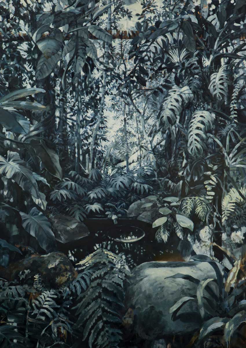 MIDNIGHT FOREST oil on canvas  72 x 51"  2017  Andra Norris Gallery, Burlingame, CA 