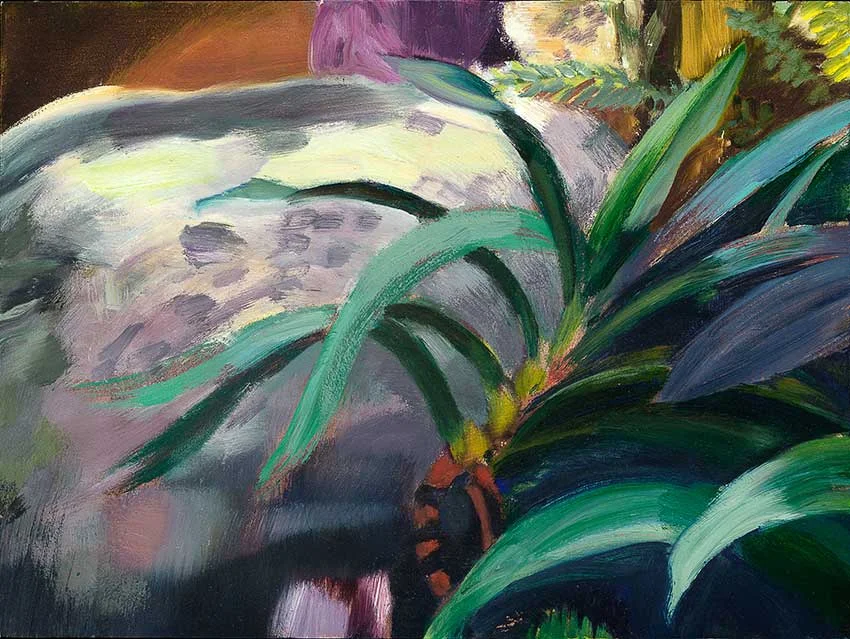 GARDEN ROCK oil on panel 9 x 12" 2018 Andra Norris Gallery, Burlingame, CA