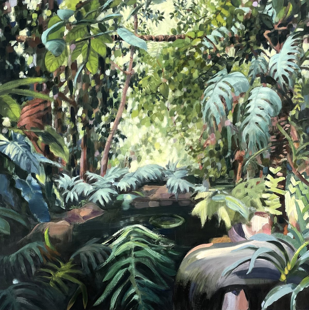 ROUSSEAU’S GARDEN  oil on linen  32 x 32"  2018 Andra Norris Gallery, Burlingame, CA