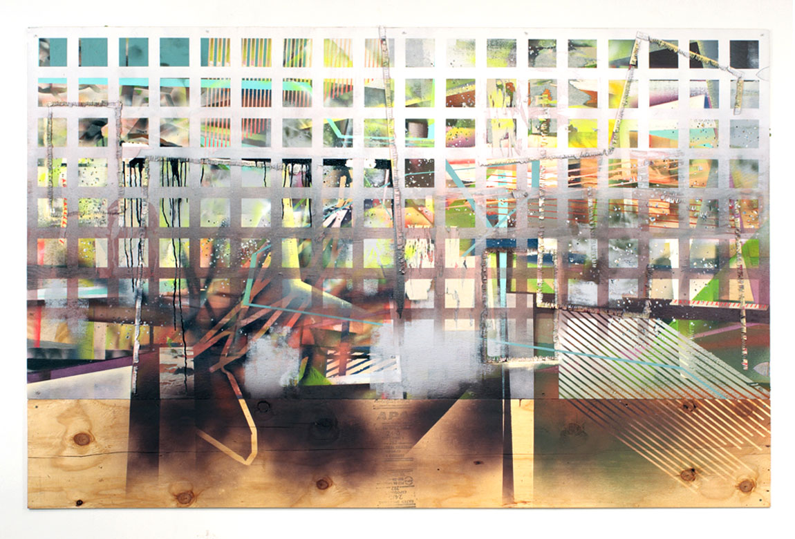    PAINTING NO. 2    mixed media on plywood, 62 x 96 inches, 2011 