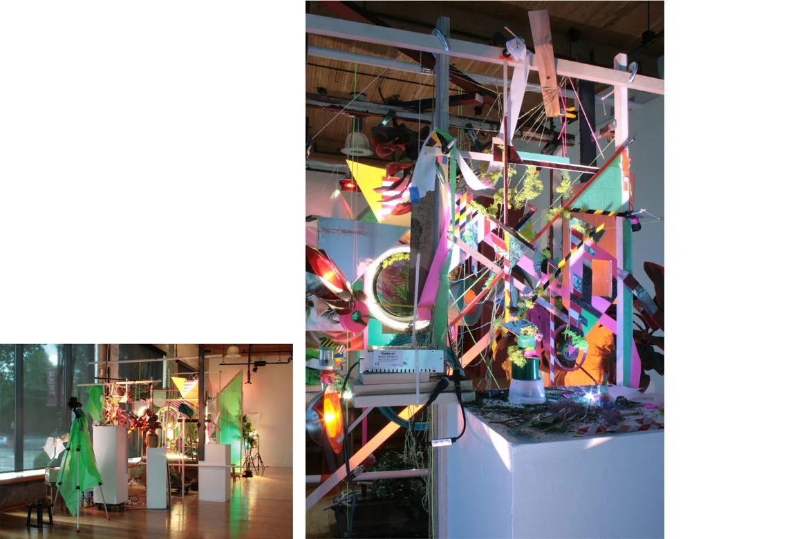 ACCUMULATION AT 12TH & MARION: MAY 7 – JUNE 19, 2015 (VERSION 1) site-specific mixed media installation produced for stop-motion video, The Hedreen Gallery (Seattle University), 123 x 106 x 485 inches, 2015 Project funded with a Direct Grant for Visual Artist from The Harpo Foundation