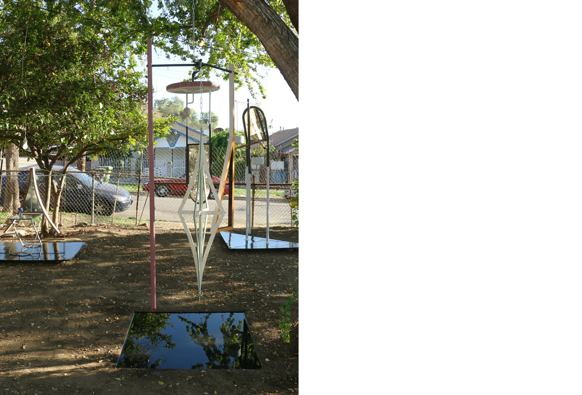 big wheel, 2 chairs, and a tray Outside Gallery installation view, 2015