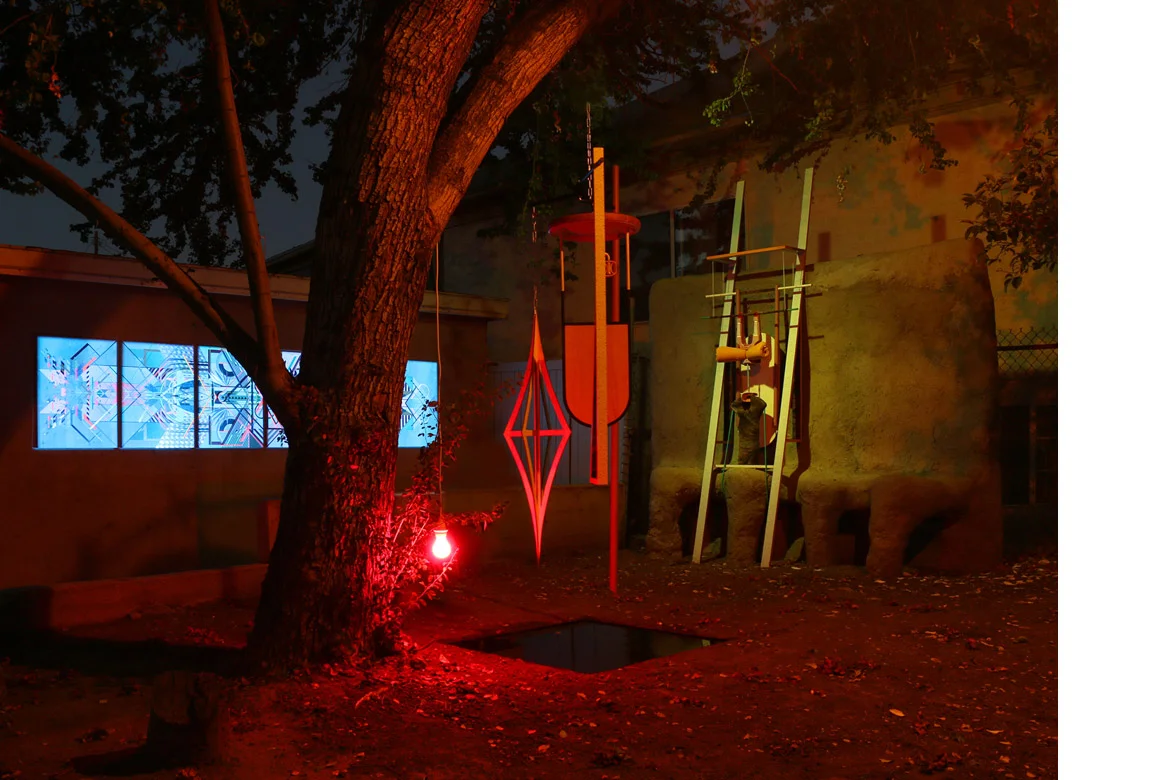 big wheel, 2 chairs, and a tray Outside Gallery installation view, 2015