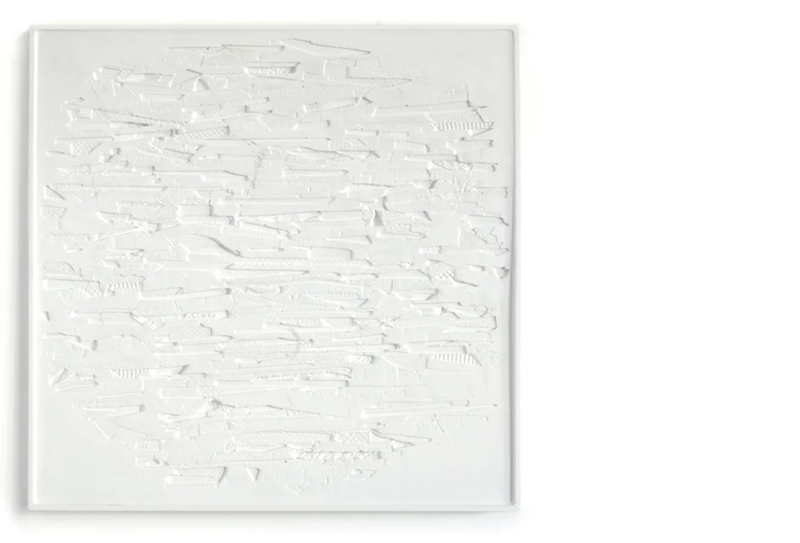 plaster and plastics no. 1 plaster, wood, and gouache | 22 1/2 x 22 3/4 x 1 1/2 inches | 2017