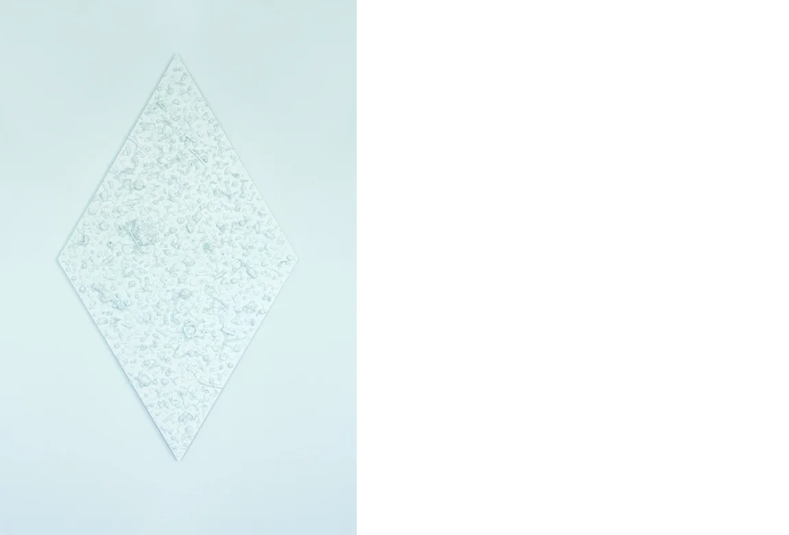 Refuse Aggregate in Spring Valley Hue (large diamond) mixed media on panel, 45 x 26.5 x 2.5 inches, 2018