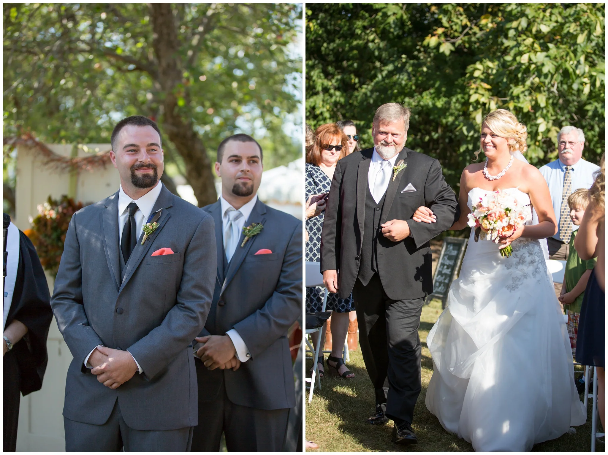Seacoast NH Wedding Photographer | | NH Apple orchard Wedding Ceremony | Amy Brown Photographygroom and brides father