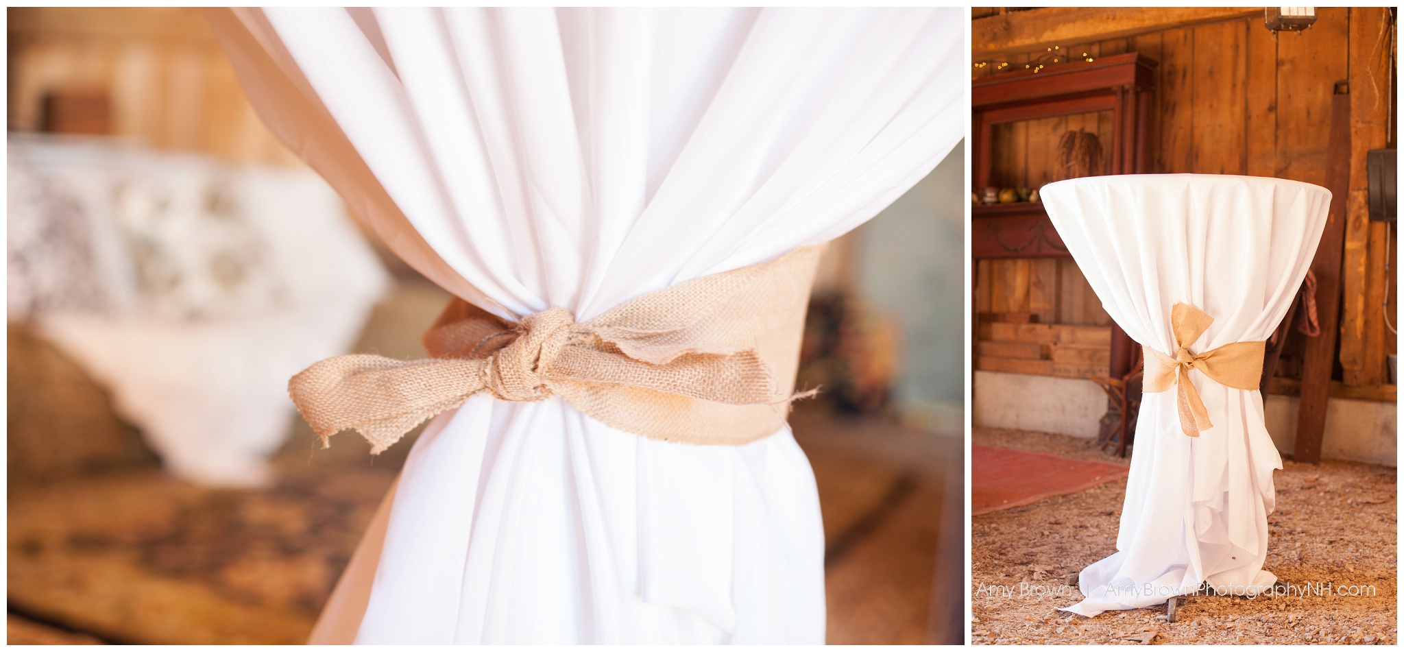 Rye Nh Wedding Photographer | Jute Wedding Accents | Rye Farm Wedding | Amy Brown Photography