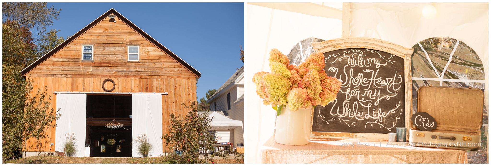 Rye Nh Wedding Photographer | Rye Farm Wedding | Handwritten wedding chalk board |Amy Brown Photography