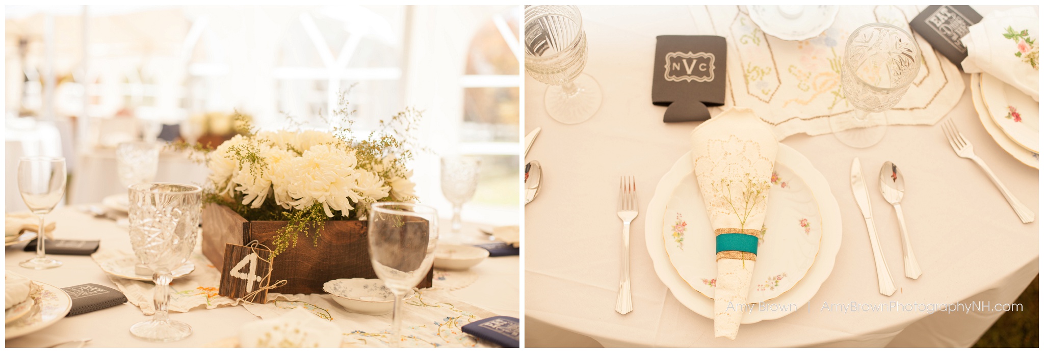 Rye Nh Wedding Photographer | Rye Farm Wedding | White wedding reception | Amy Brown Photography