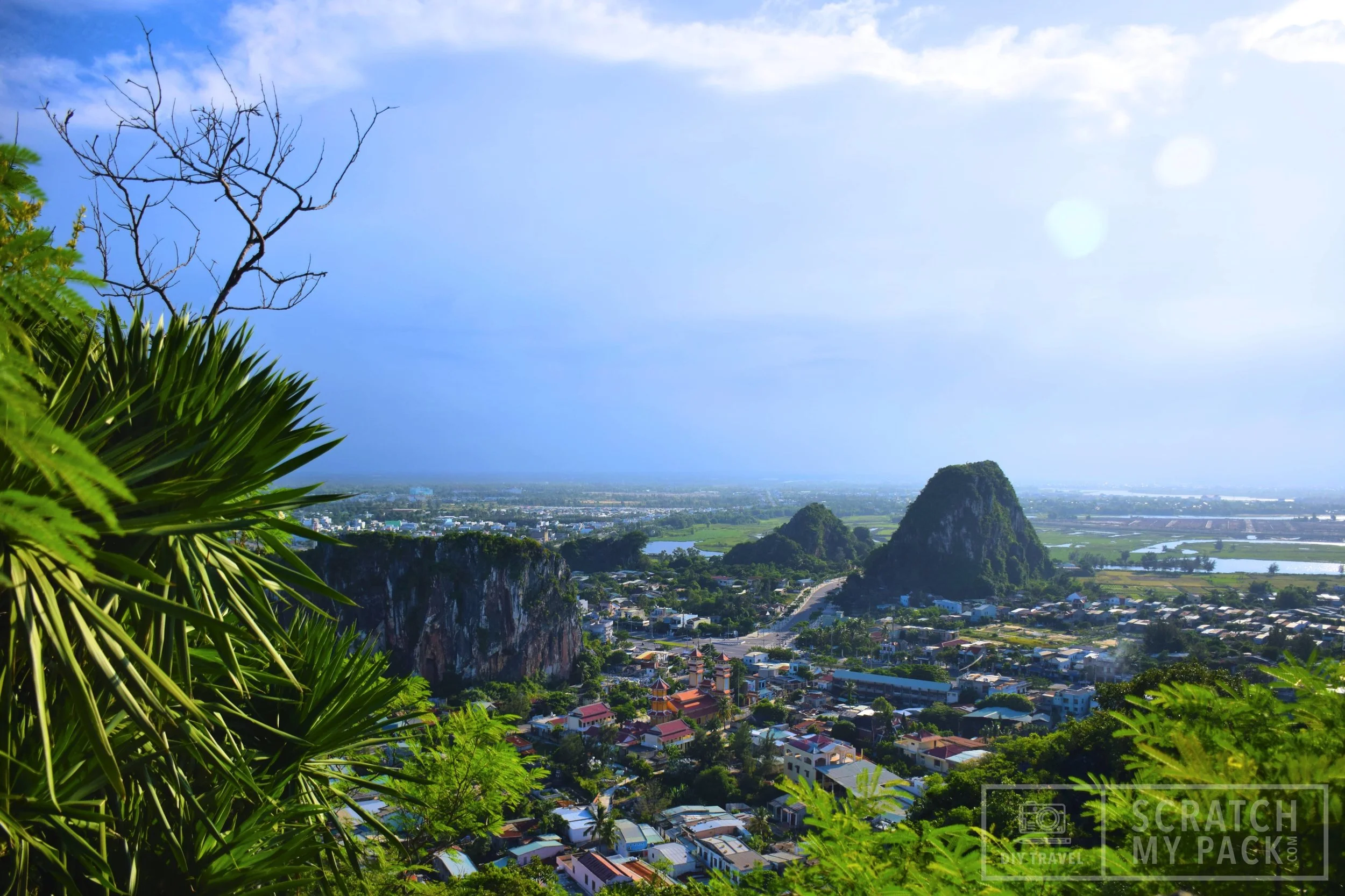 DA NANG - Marble Mountain - Cost $2 - A cluster of five marble and limestone mountains. The five mountains are named after the five elements: Kim (metal), Thuy (water), Moc (wood), Hoa (fire) and Tho (earth). All of the mountains have cave entrances and numerous tunnels, and it is possible to climb to the summit of Mt. Thuy.