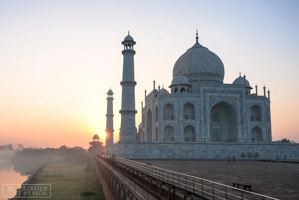 Mosque Corner (Sunrise) - Head directly for the corner of the mosque (East side of the Taj) as soon as the light starts to shine. This will give you amazing shots of the Taj, and the river off to the left as the sun rises.