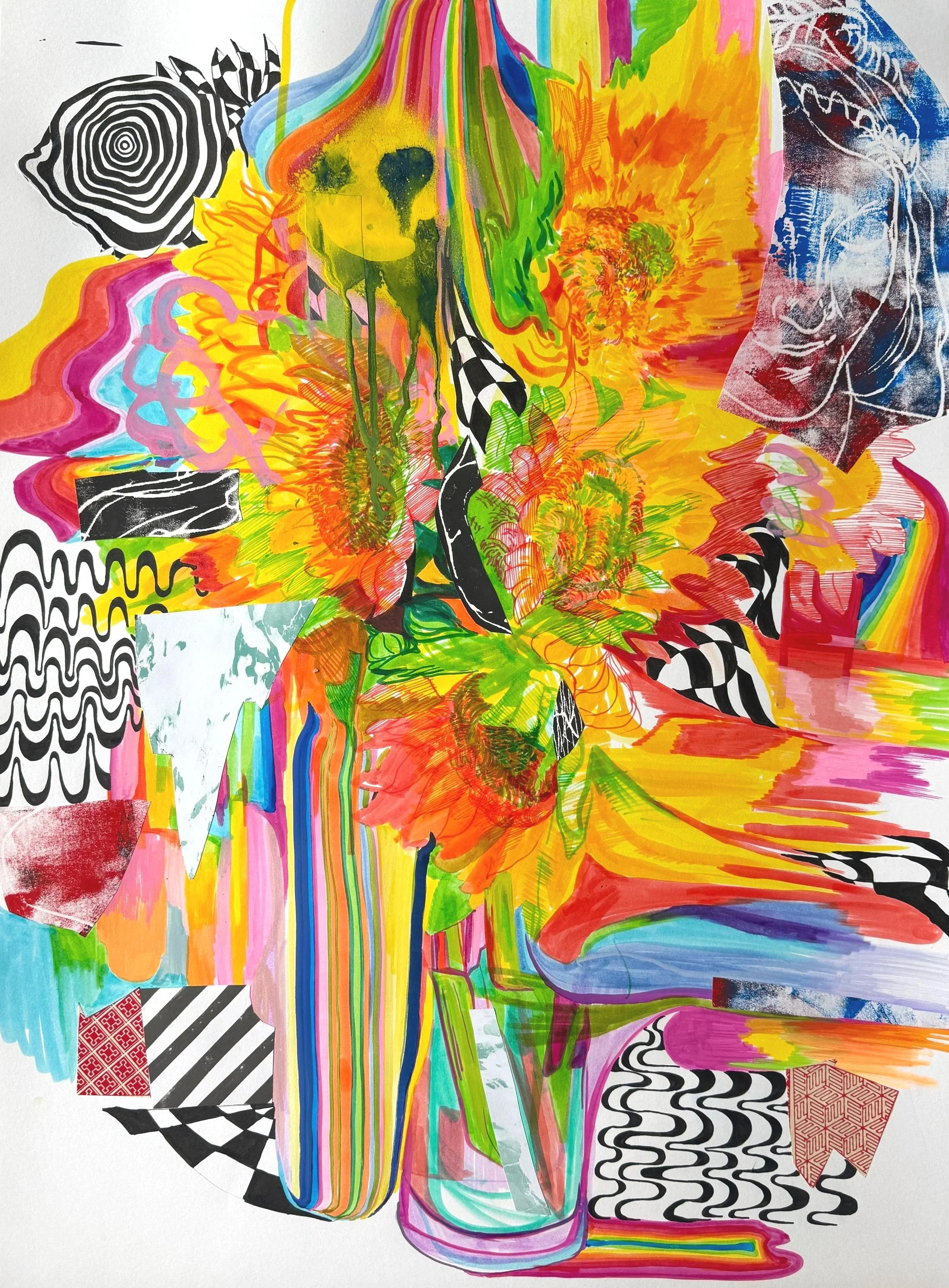 Reflections of the Sun Door

 

 Mixed media and collage on paper, 22 x 30 in., 2026. 