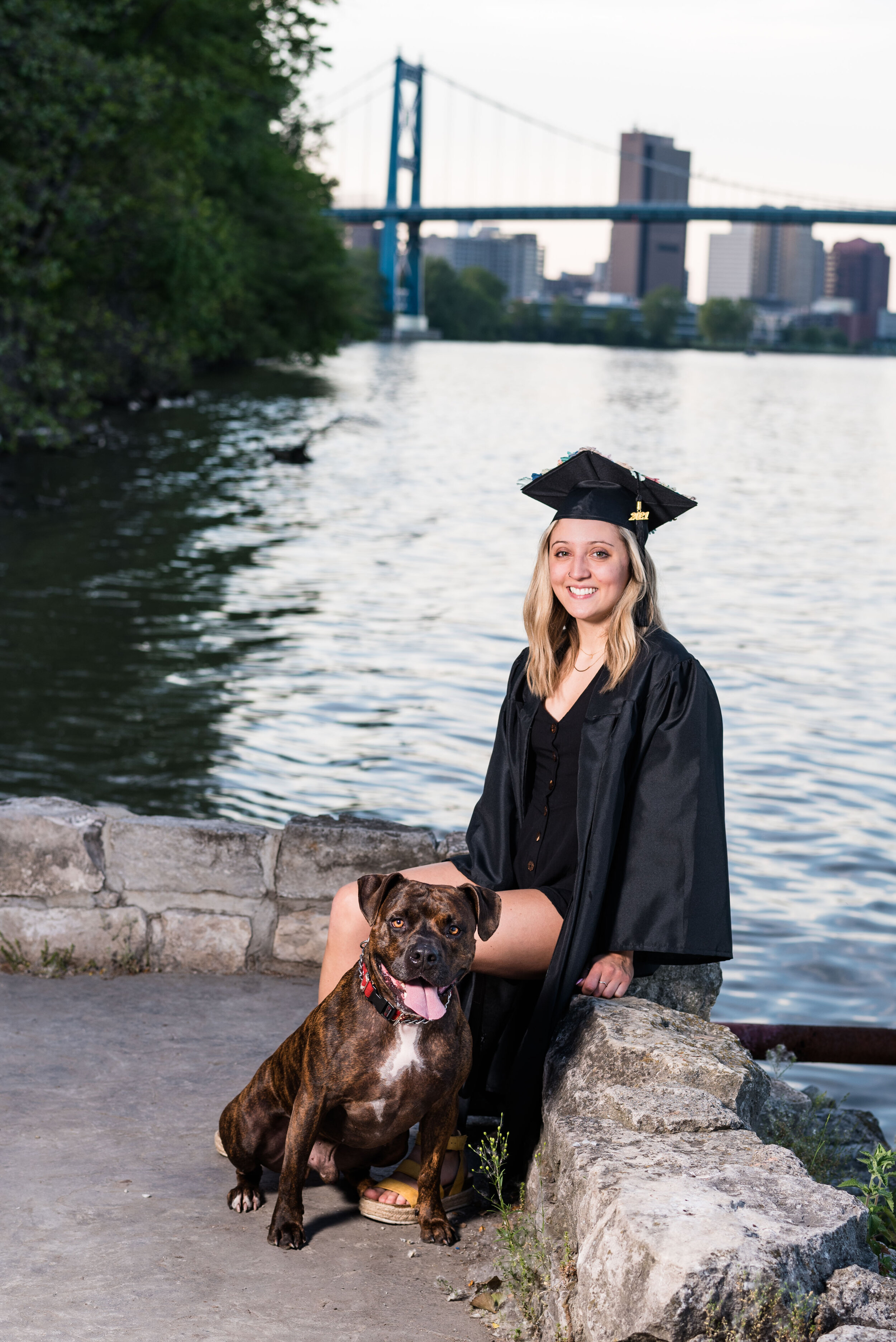 graduation photo session with dog 