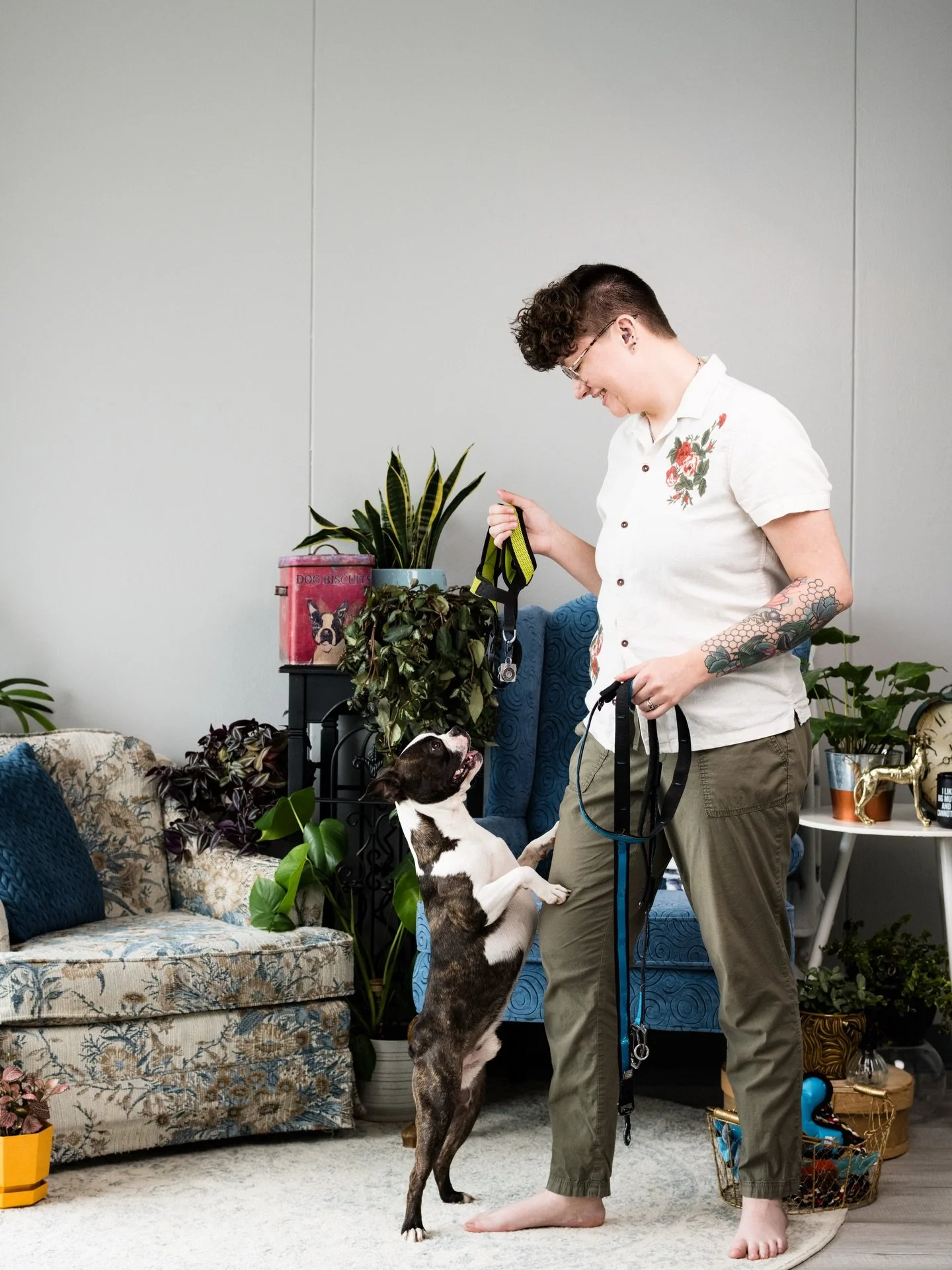 🐾Jess is the @petplantnanny 🐾
Oh, she&rsquo;s also mama to this handsome boy, Chance. He might have stolen the show at her headshot appointment.

We really enjoyed customizing our studio space to lineup with Jess&rsquo;s brand. We might have had to