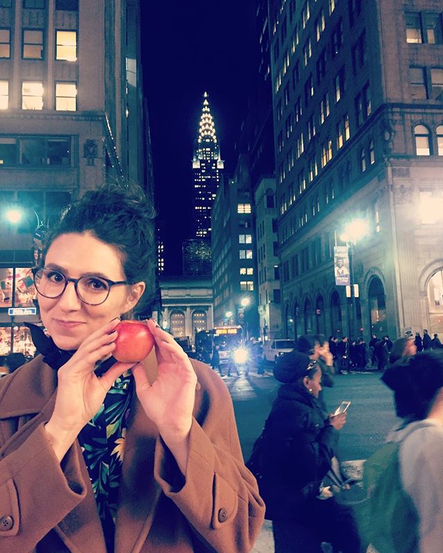 Danielle's about to eat an #apple in the #bigapple. The countdown is on for the #nycwebfest this Saturday. 🍎 #moments