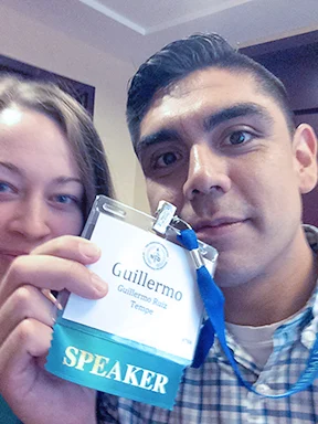 Badge selfie with Tiffany, my research partner in crime!