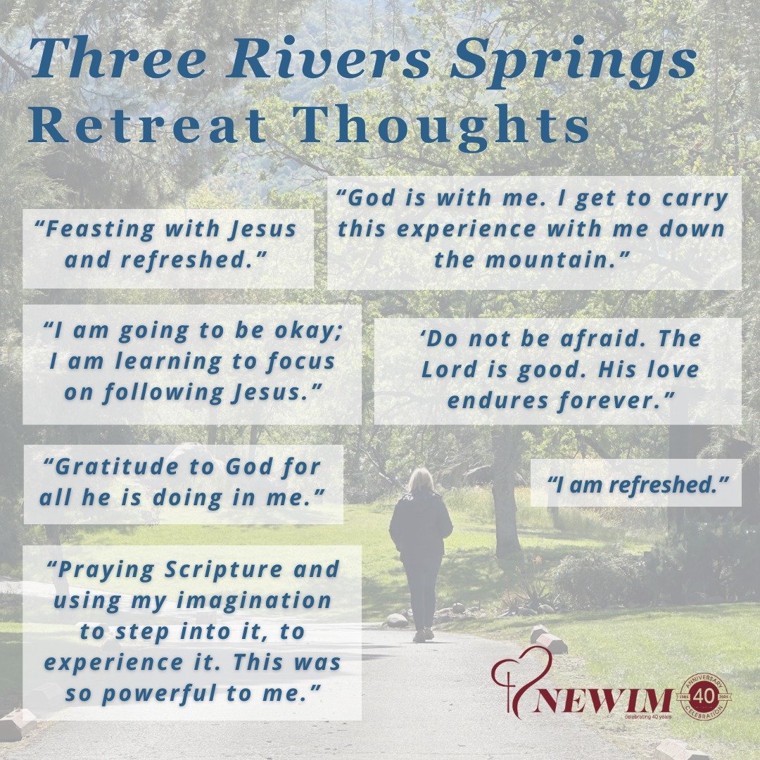 The April Three Rivers Springs Retreat provided time for worship, small group discussions, prayer, and time alone with Jesus.

When asked, &quot;If you had to boil everything down to one main idea, what is the main 'thing' (thought, insight, experien