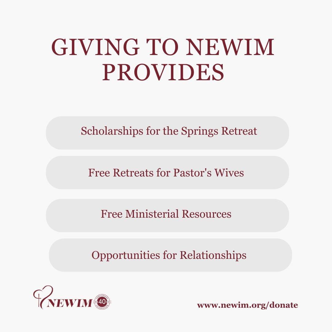 Your financial gift to NEWIM makes a difference for women who desperately need connection with the Lord and others.
There is still time to make a year end gift to NEWIM. 
https://www.newim.org/donate
 #newim #newimconnects #Giving