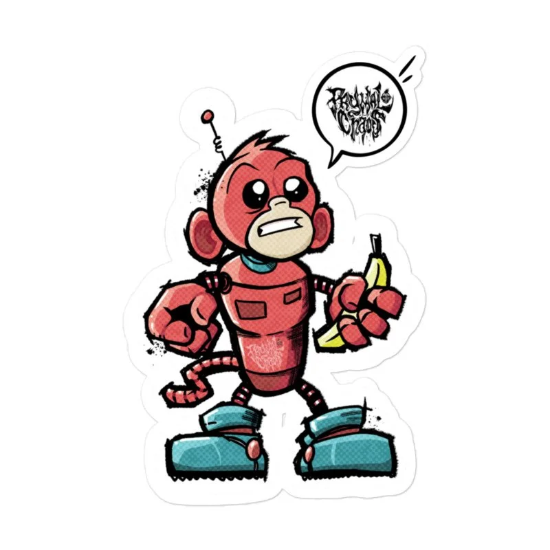 "Robo-Monkey Business" Bubble-free stickers