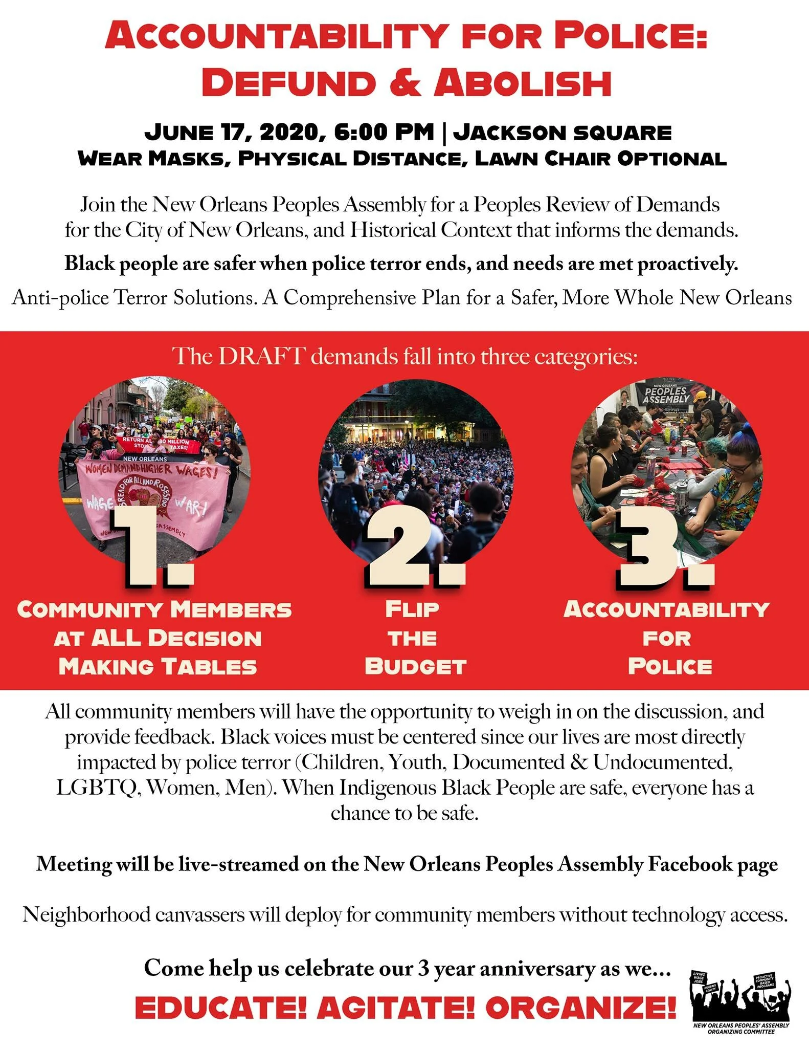 Educate Agitate Organize 3 Year Anniversary for Peoples Assembly