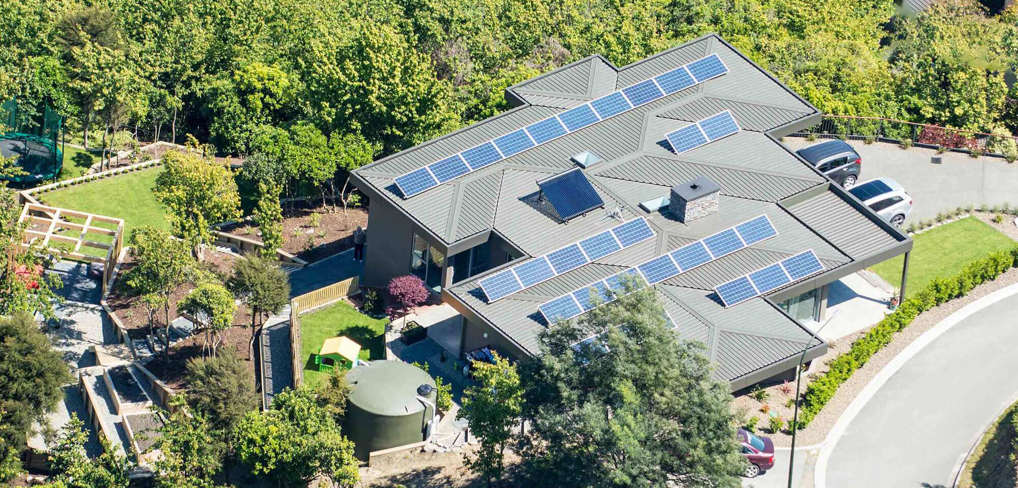 Nelson residential home with solar panel installation on the roof