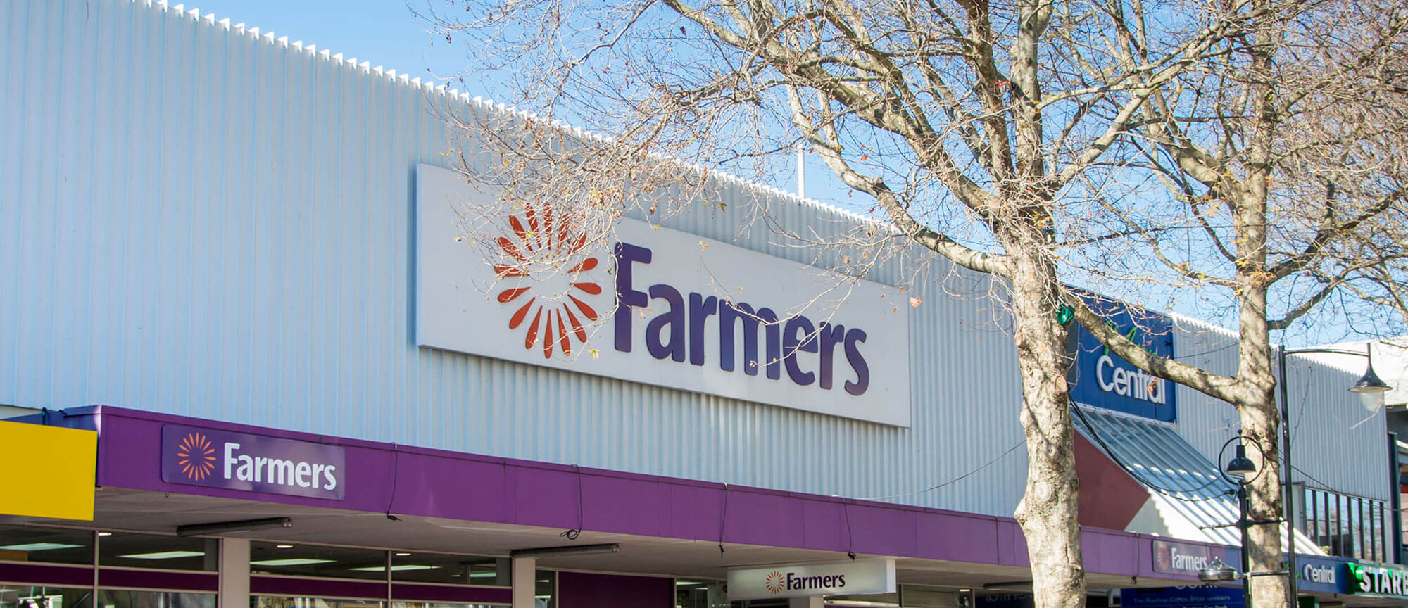 Retail store Farmers street signage in Nelson