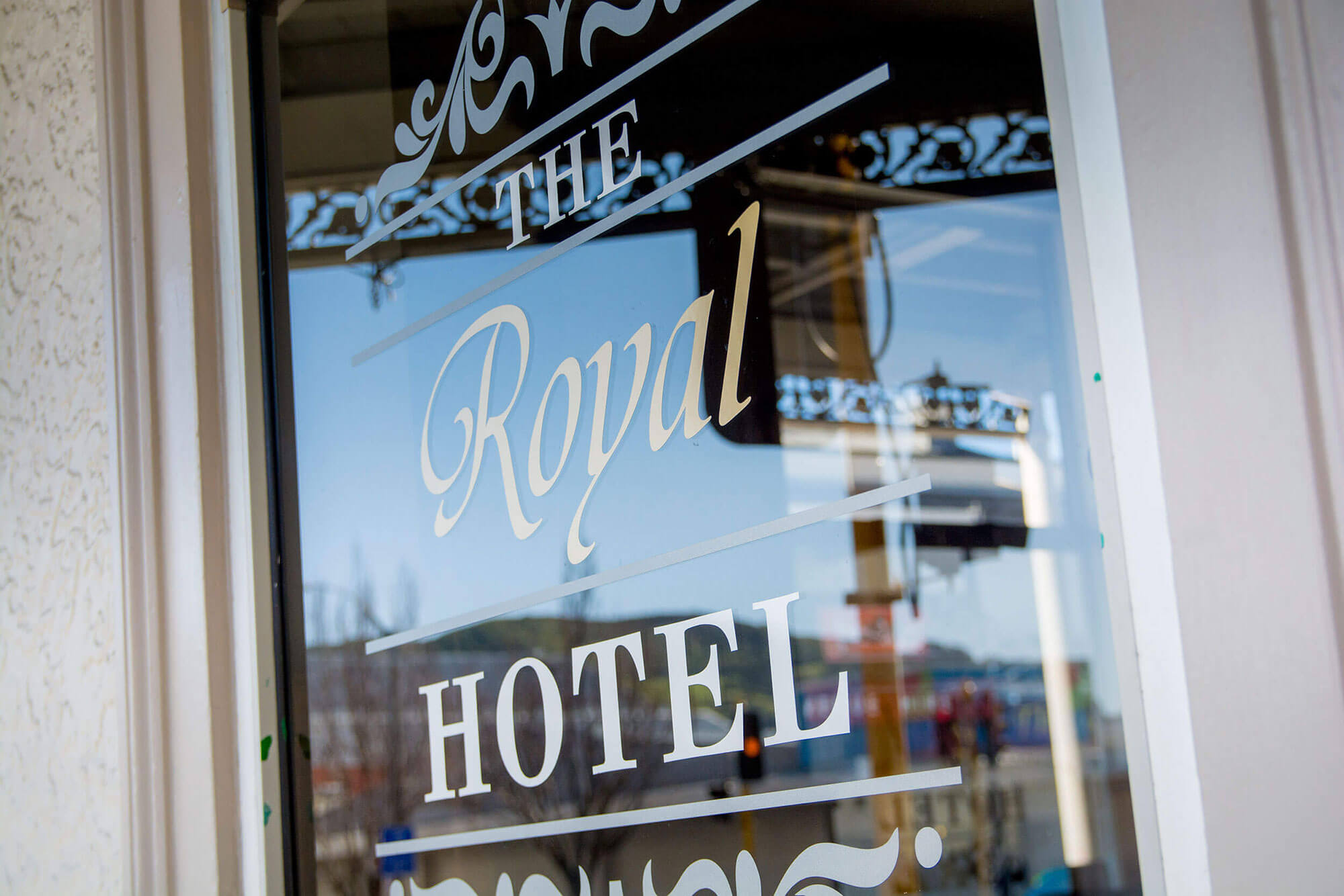 The Royal Hotel street signage in Nelson